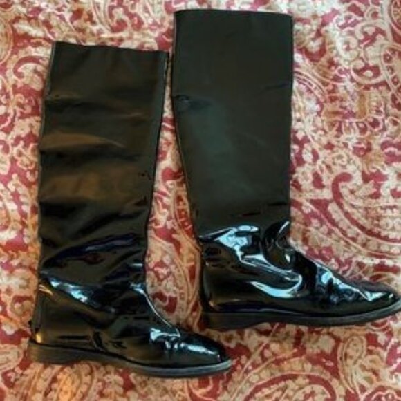Jimmy Choo patent leather faux fur lined boots size 6.5 - Picture 5 of 7